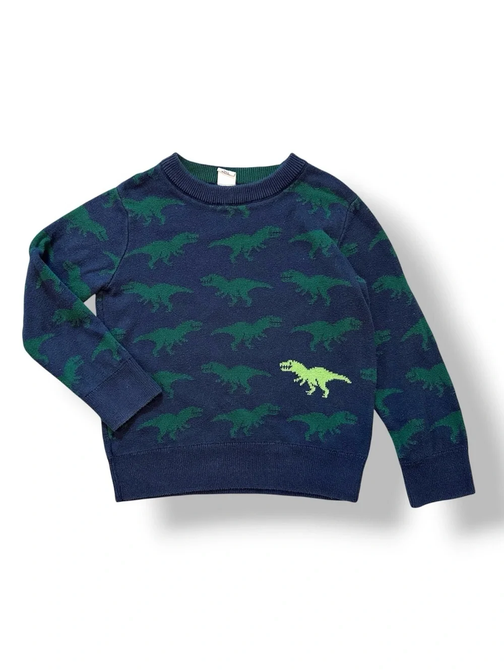 Contrast Dinosaur Knit Crewneck Sweater (5) 🦖